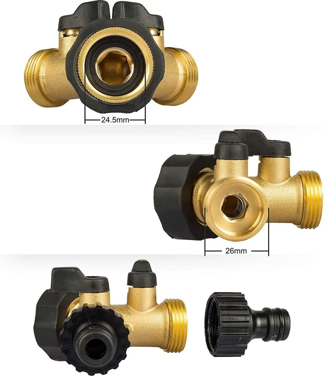 Sens Design Waterverdeler 2-weg – Messing – Past Op Europese Kranen - Afbeelding 3