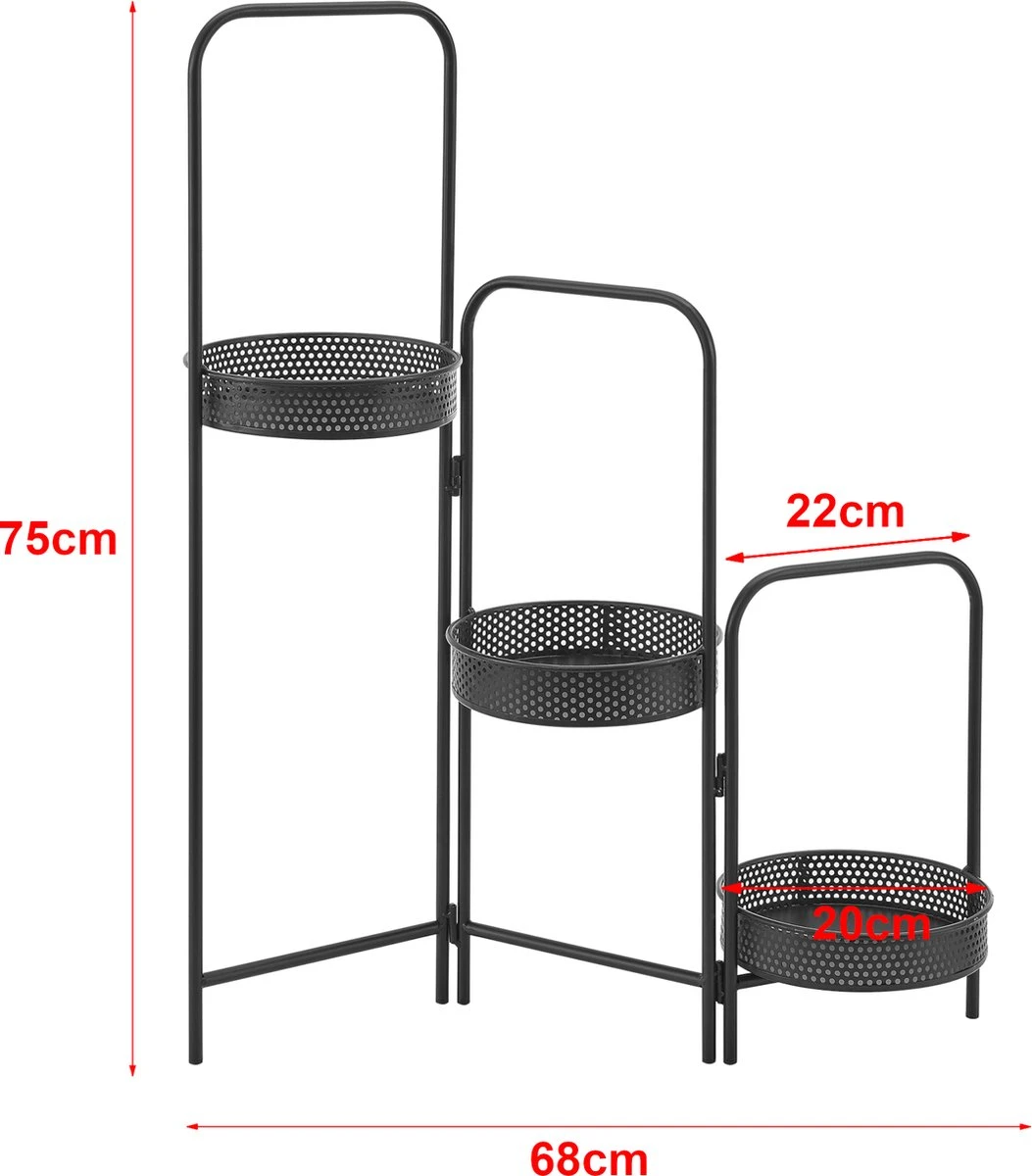 Plantenstandaard Vrasene Metaal 75x68x20 Cm Zwart - Afbeelding 2