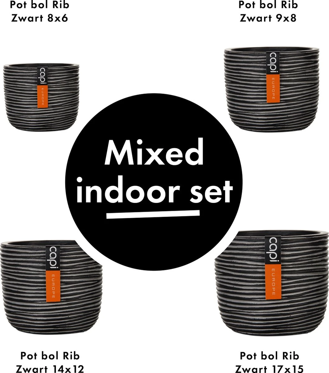 Capi Europe - Set Van 4 - Bloempot Binnen - Rib Antraciet - Afbeelding 3