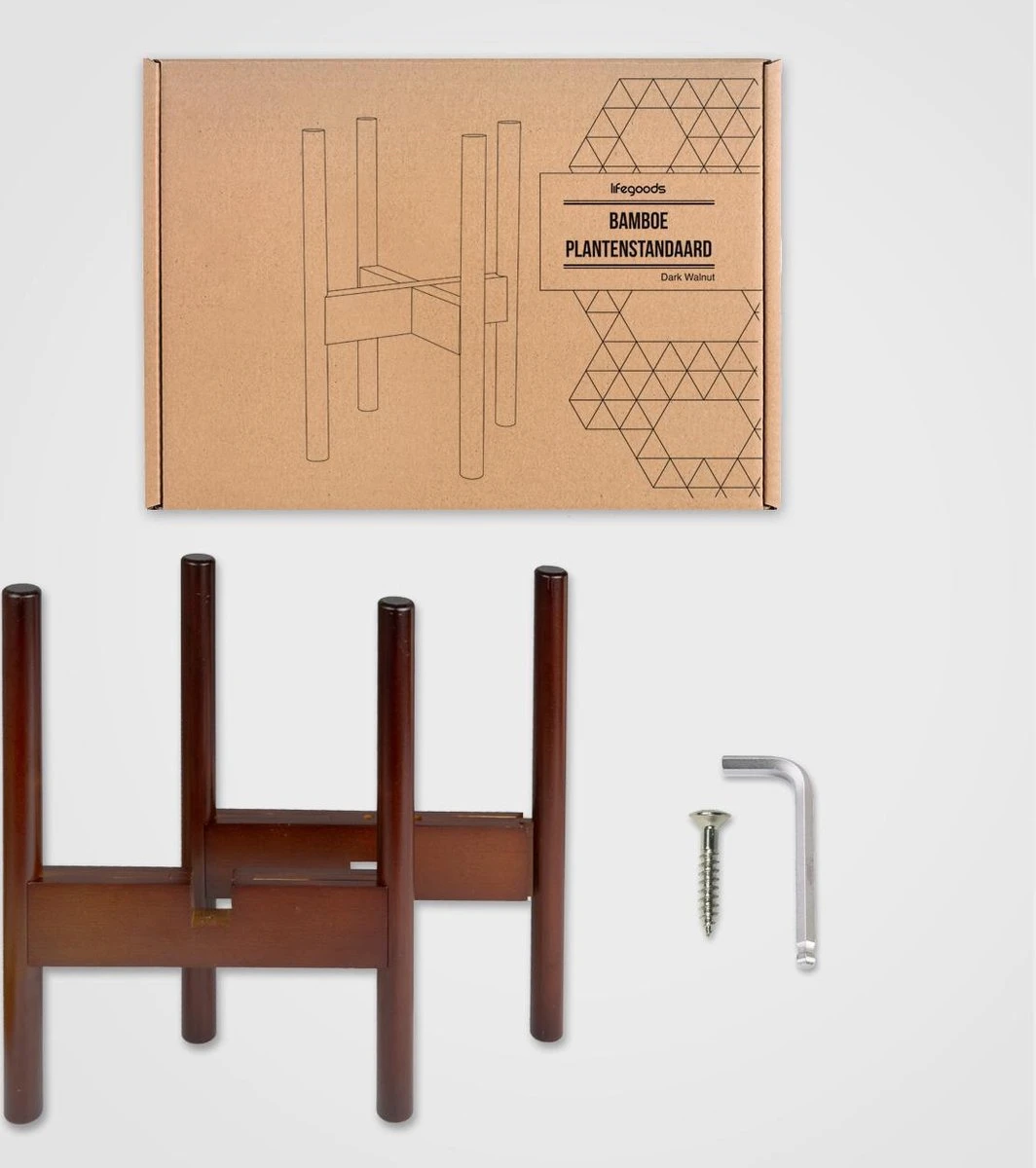 LifeGoods Planten Standaard - Uitschuifbare Bloempothouder - 20 Tot 30 Cm - Donker Bamboe - Afbeelding 3