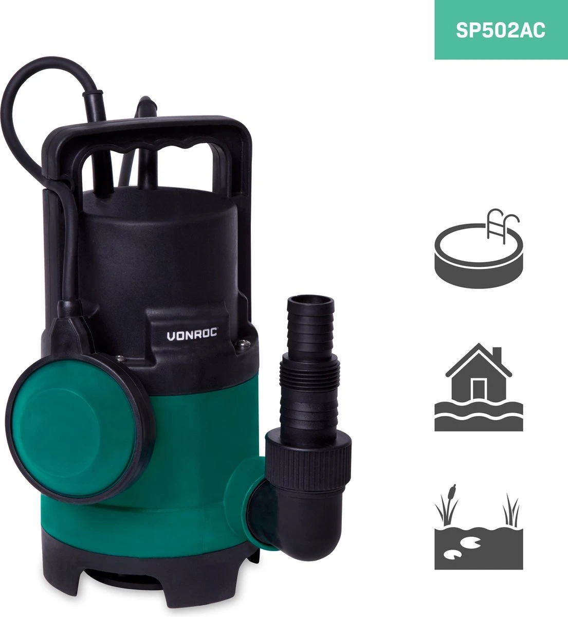 VONROC Dompelpomp/Waterpomp 400W - 8000l/h - Voor Vuil En Schoonwater - Met Vlotter - Afbeelding 5