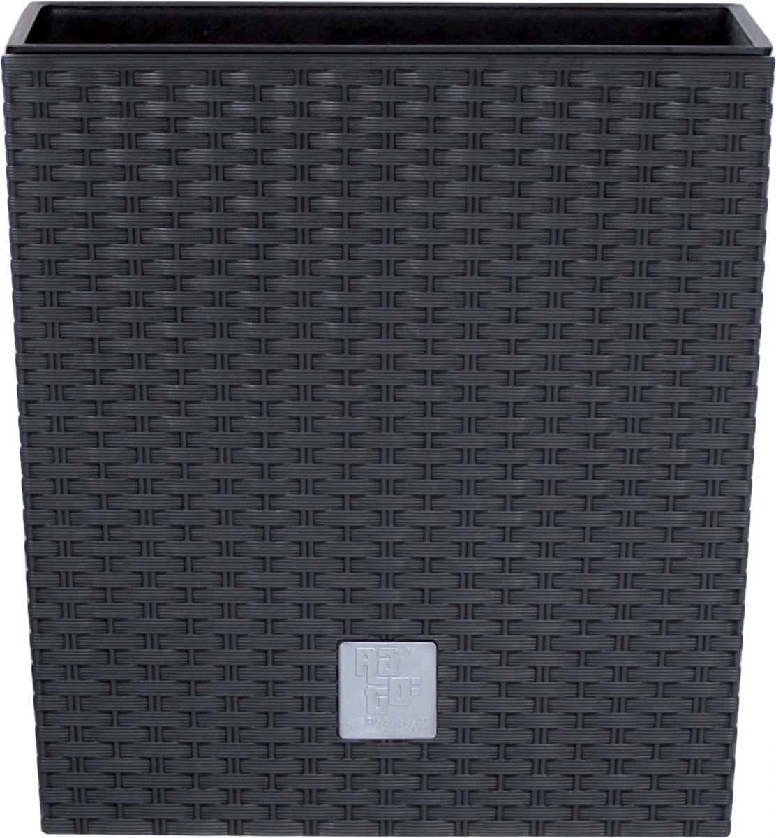 Prosperplast Kunststof Rato Rotan Bloempot/plantenpot Met Binnenpot Antraciet 40 Cm - Bloempotten Voor Binnen En Buiten