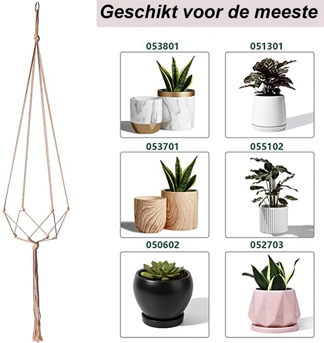9 Stuks Jute Macrame Plantenhangers - Boho Handgeweven Katoen Hangpot Voor Binnen/Buiten - Hangende Bloempot Met Kralen - Macramé Touw/Koord Hangplant Houder - Bohemian Wandhanger Decoratie - Plant Hanger - Verticale Tuin Bloempothouder Planthanger - Afbeelding 4