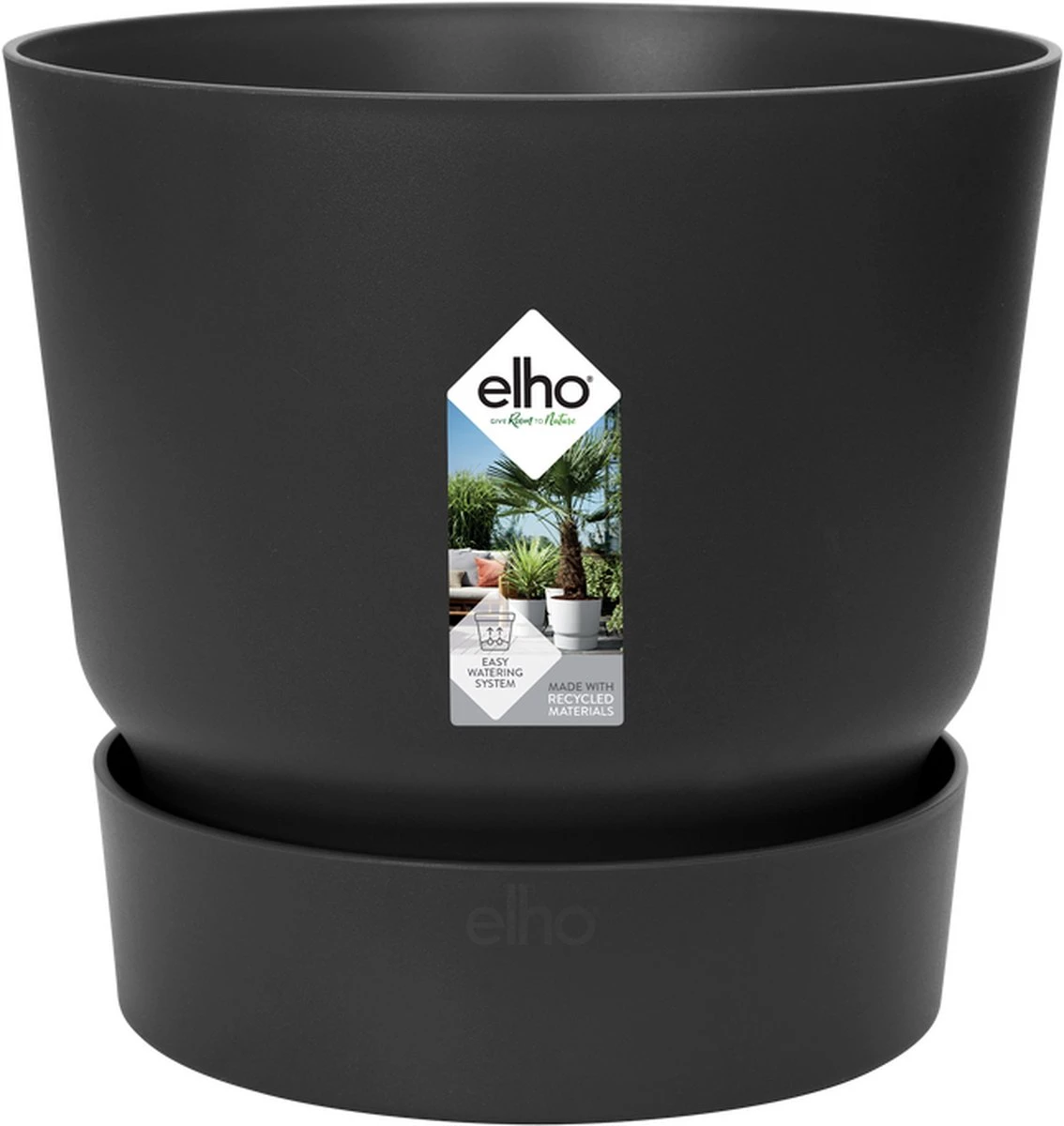 Elho Greenville Rond 40 - Grote Bloempot Voor Buiten - Gemaakt Van Gereycled Plastic - Ø 39.0 X H 36.8 Cm - Living Black - Afbeelding 4