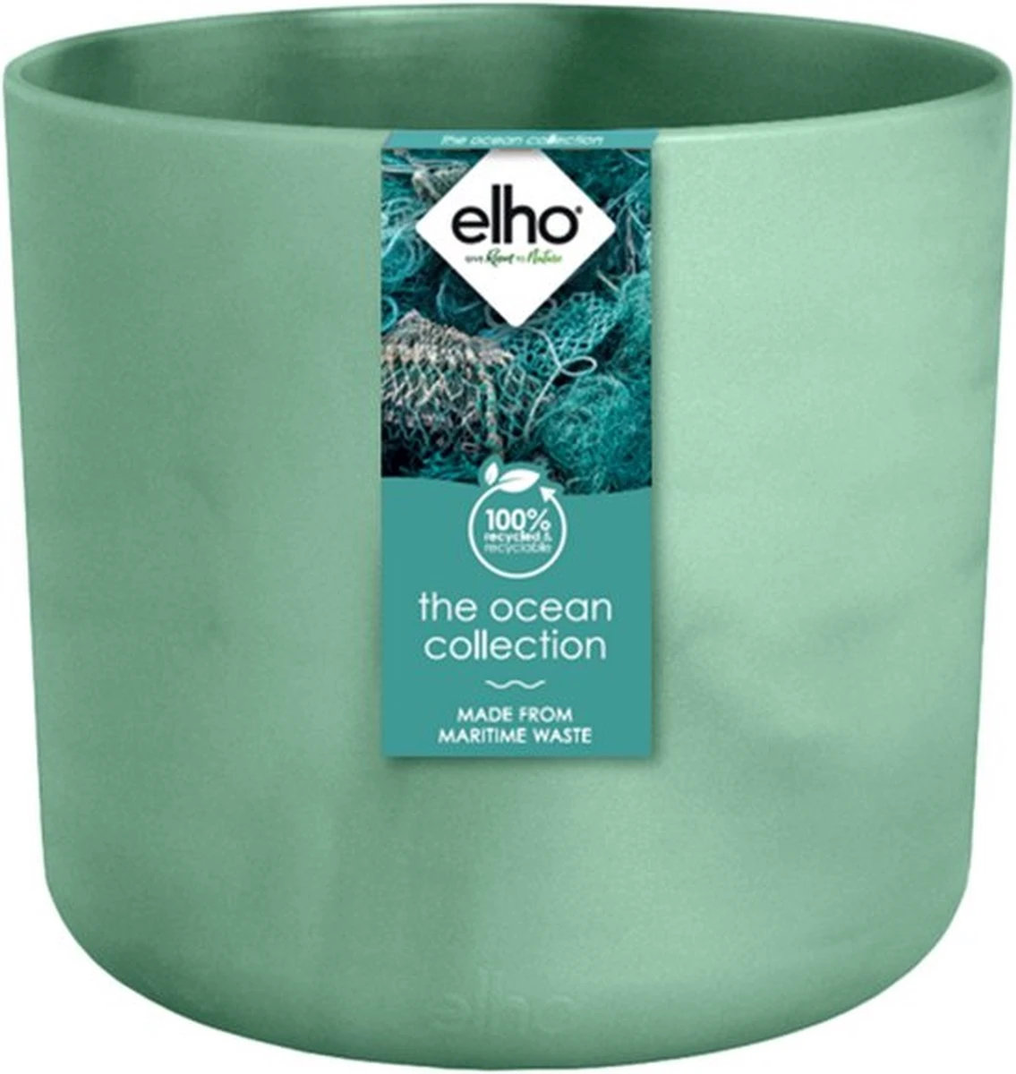 Elho The Ocean Collection Round 22cm - Bloempot Voor Binnen - 100% Gerecycled Materiaal - Gemaakt Met Zeeafval - Ø 22.3 X H 20.4 Cm - Pacifisch Groen - Afbeelding 8