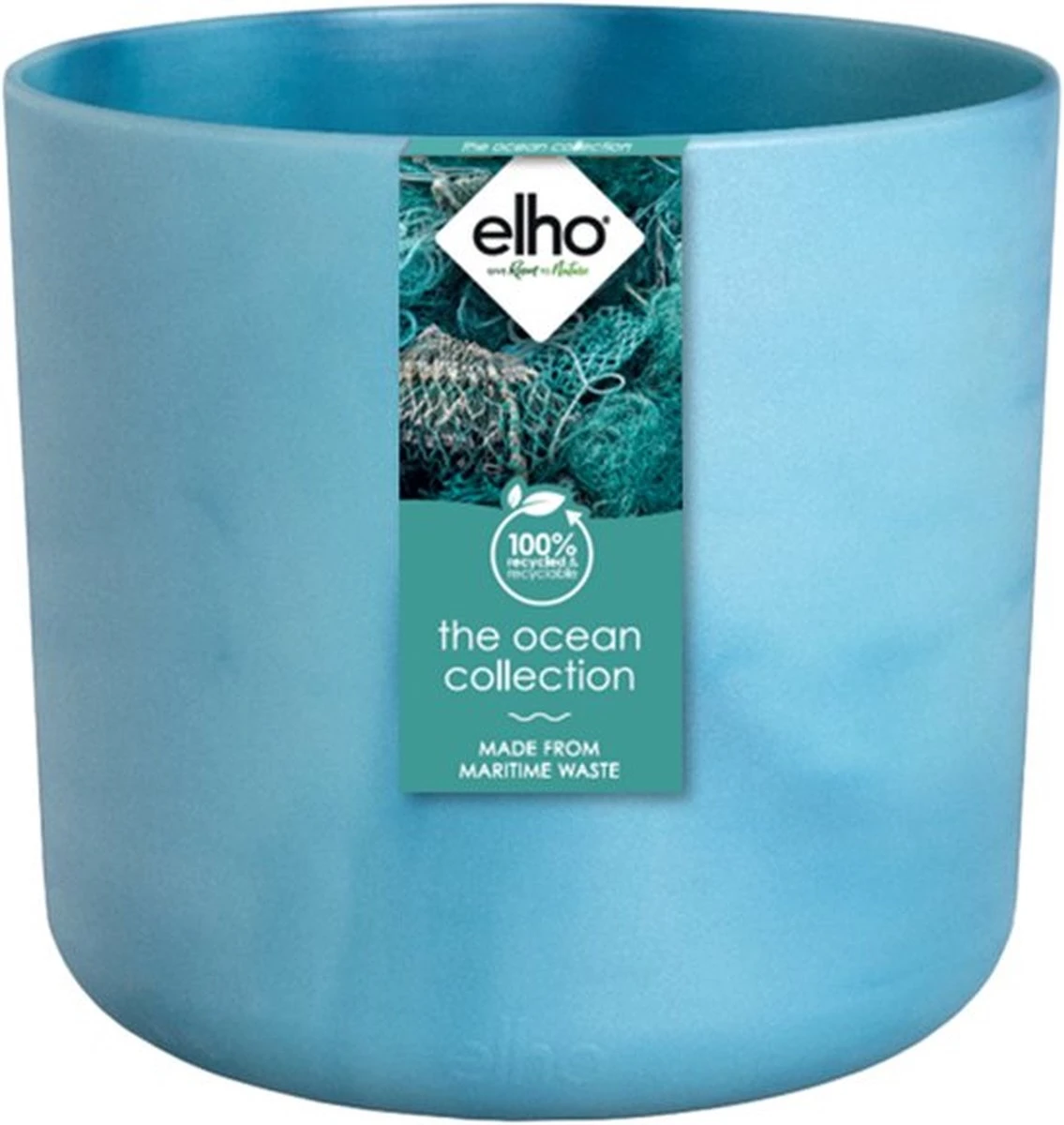 Elho The Ocean Collection Round 22cm - Bloempot Voor Binnen - 100% Gerecycled Materiaal - Gemaakt Met Zeeafval - Ø 22.3 X H 20.4 Cm - Atlantisch Blauw - Afbeelding 7