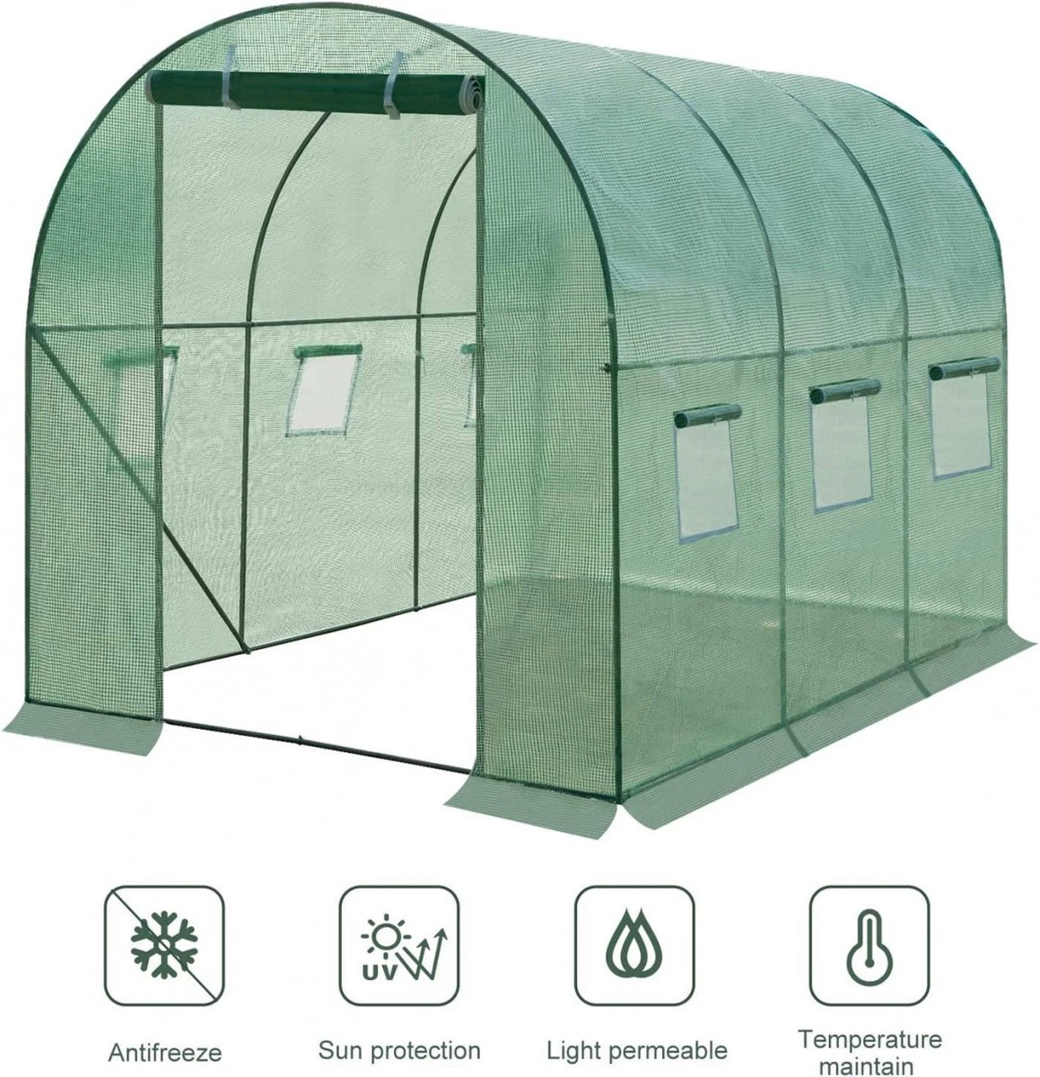 Kas 300x200x190 Cm, Foliekas Wintervast, Tomatenhuis Met Deur 6 Ramen - Afbeelding 8