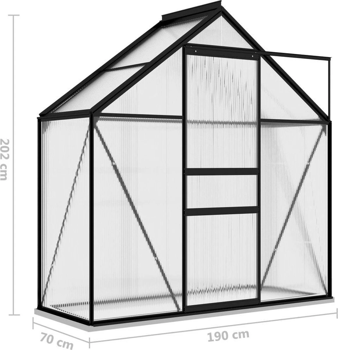 VidaXL Broeikas 1,33 M² Aluminium Antracietkleurig - Afbeelding 16