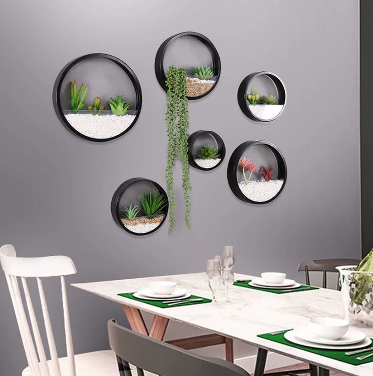 Ronde Muur Plantenbak Zwart - Decoratie - Planten - Interieur - Bloemen - Woondecoratie - Muurbekleding - - Afbeelding 2