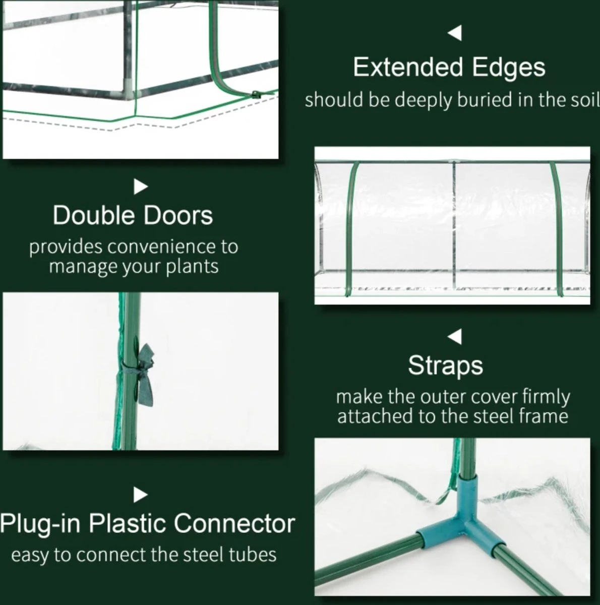 Tunnelkas - Tuinkas - Kweekkas - Broeikas - Kweektent - Kas - 200 X 100 X 80 Cm - Transparant - Afbeelding 3