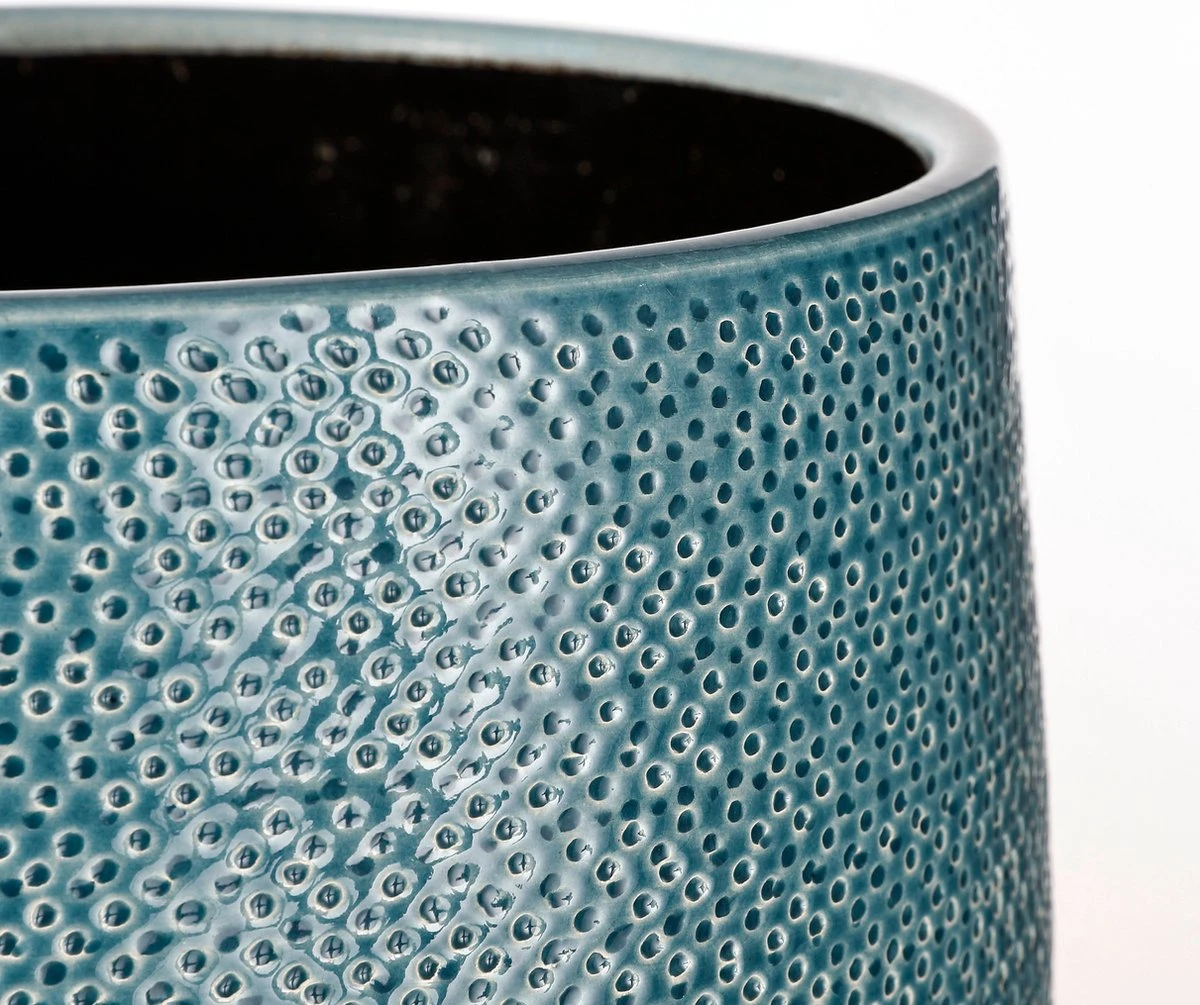 Mica Decorations Gabriel Bloempot - H20 X Ø25 Cm - Keramiek - Blauw - Afbeelding 3