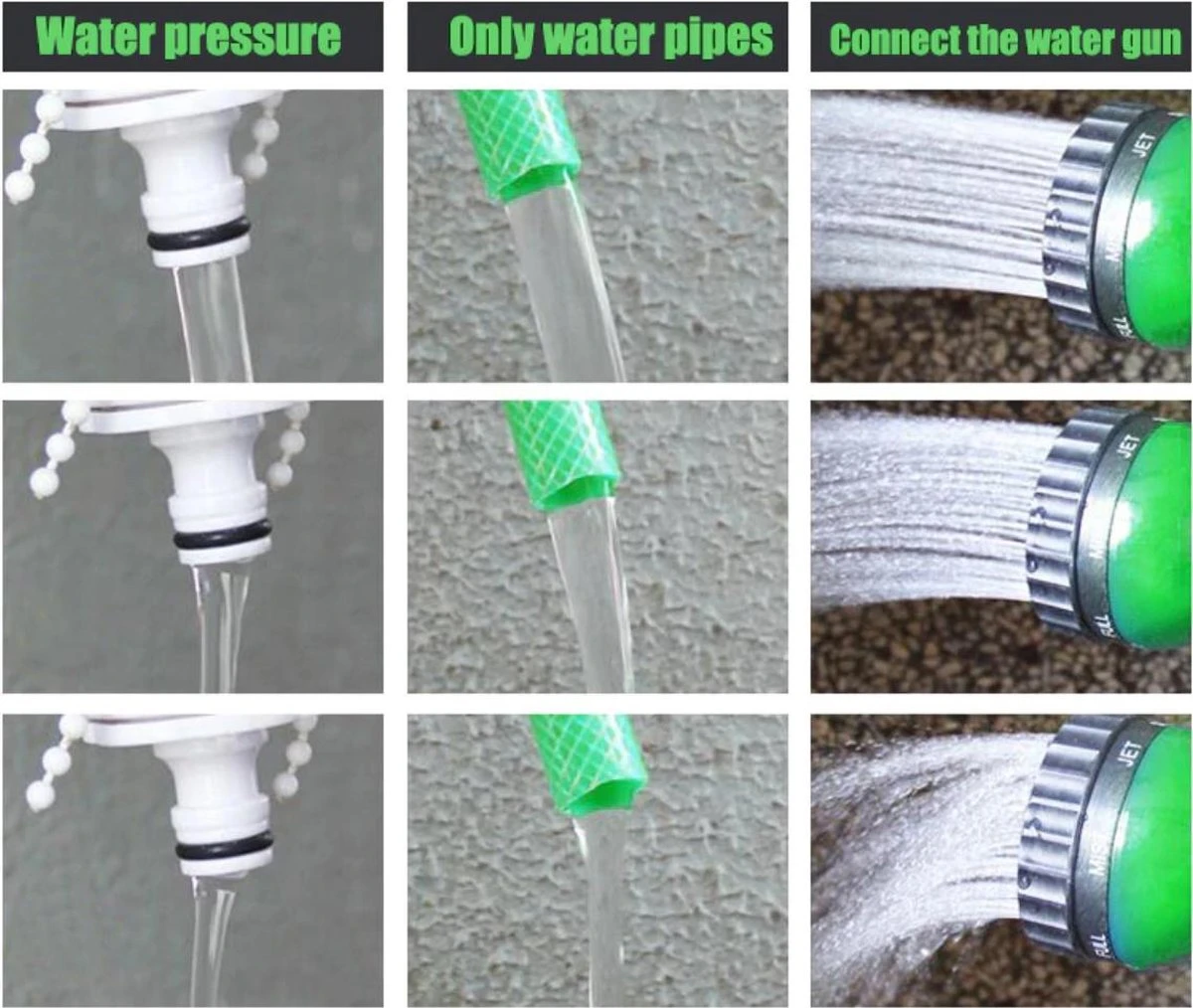 Merkloos Tuinslang - Tuinslag Flexibel - Tuinslag Flexibel 15M -15 Meter - Tuinslangen - Uitrekbaar - Met Koppelstuk - 7 In 1 Sproeikop - Afbeelding 5