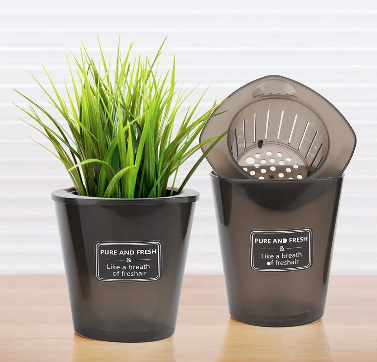 Merkloos Kruidenpot Waterreservoir Verse Kruiden Plantenpot Met Watergeefsysteem Voor Vensterbank Keuken Kruidentuin Binnen Set Van 10 Stuks Zwart - Afbeelding 5