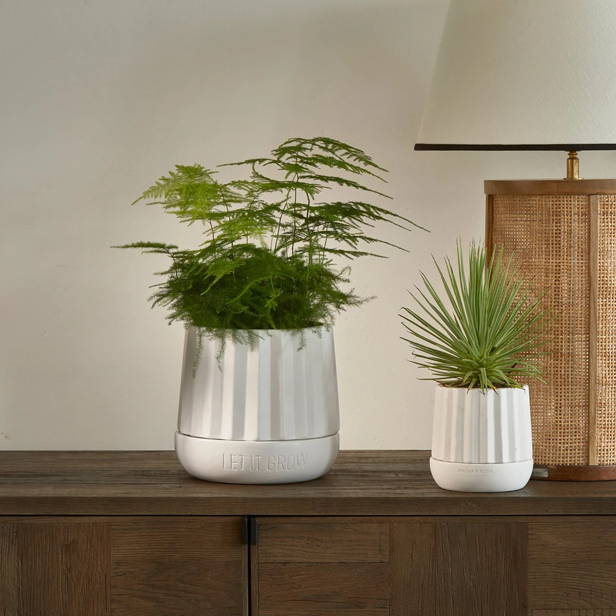 Riviera Maison Plantenbak Rond, Bloempot Met Ribbel - RM Let It Grow Planter - Wit - Porselein - Maat S - Afbeelding 2