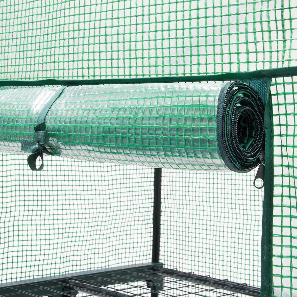 Relaxdays Kas Met Wielen - Tuinkas 3 Etages - Broeikas Kweekkas Tuin / Balkon 130 Cm Hoog - PE - Afbeelding 8