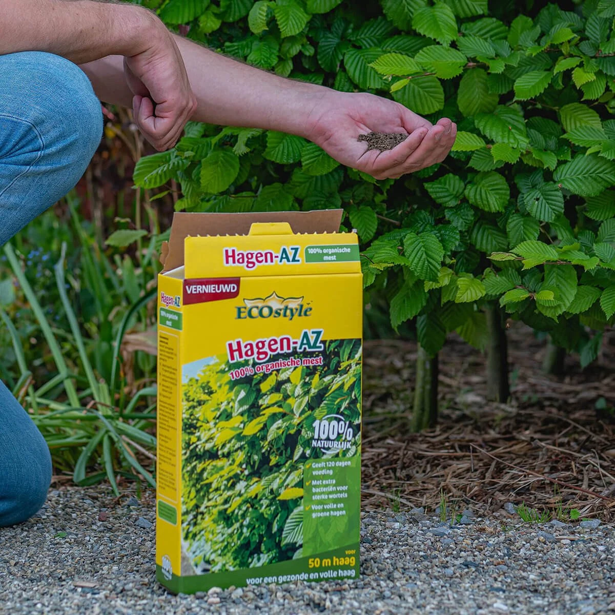 ECOstyle Hagen-AZ Organische Haag Meststof - Tuinmest Voor Diepgroen Blad - Nieuwe & Bestaande Beplanting - 30 M Haag - 1,6 KG - Afbeelding 2