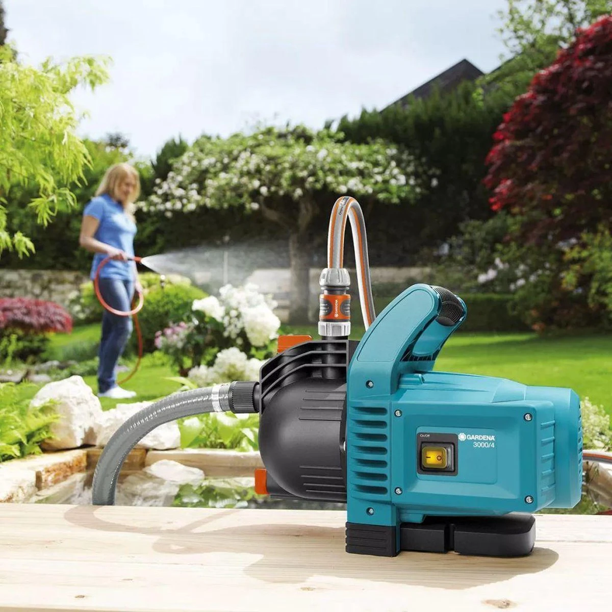 GARDENA - Classic Besproeiingspomp 3000/4 Compleet - Waterpomp - Incl. 3.5 M Aanzuigslang En 20 M Slang - Afbeelding 4