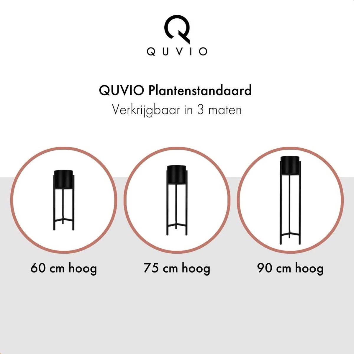 QUVIO Plantenstandaard Binnen - Inclusief Pot - Staande Plantenbak - Metaal - Bloempot - 22 X 22 X 60 Cm - Zwart - Afbeelding 9