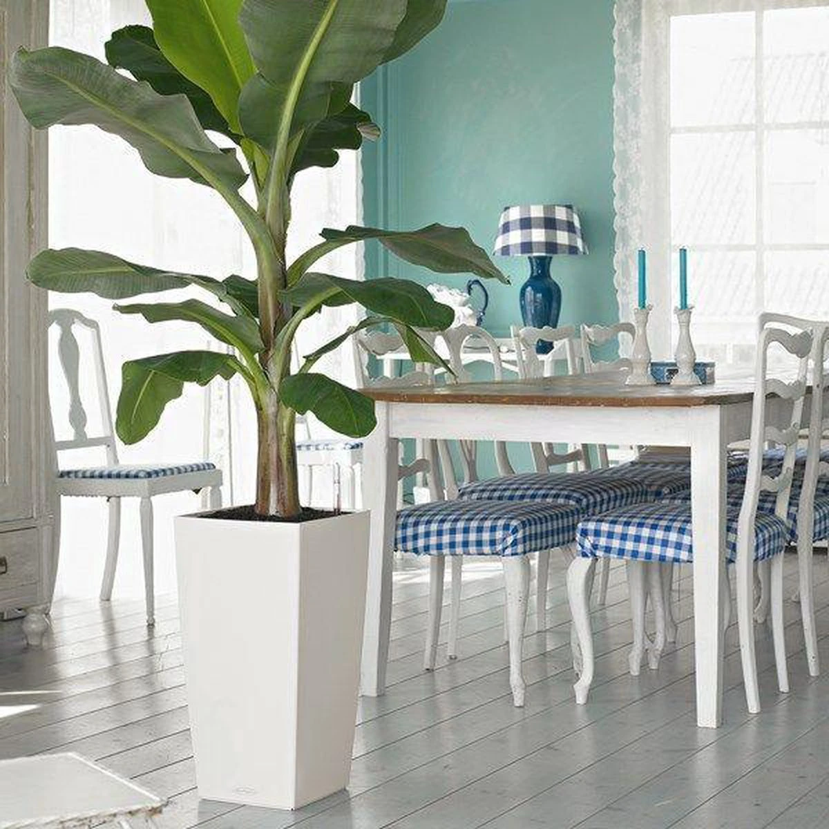 Prosperplast Kunststof Urbi Bloempot/plantenpot Met Binnenpot Wit 32 X 32 X 61 Cm - 21/49 Liter - Hoge Vierkante Bloempotten - Afbeelding 12