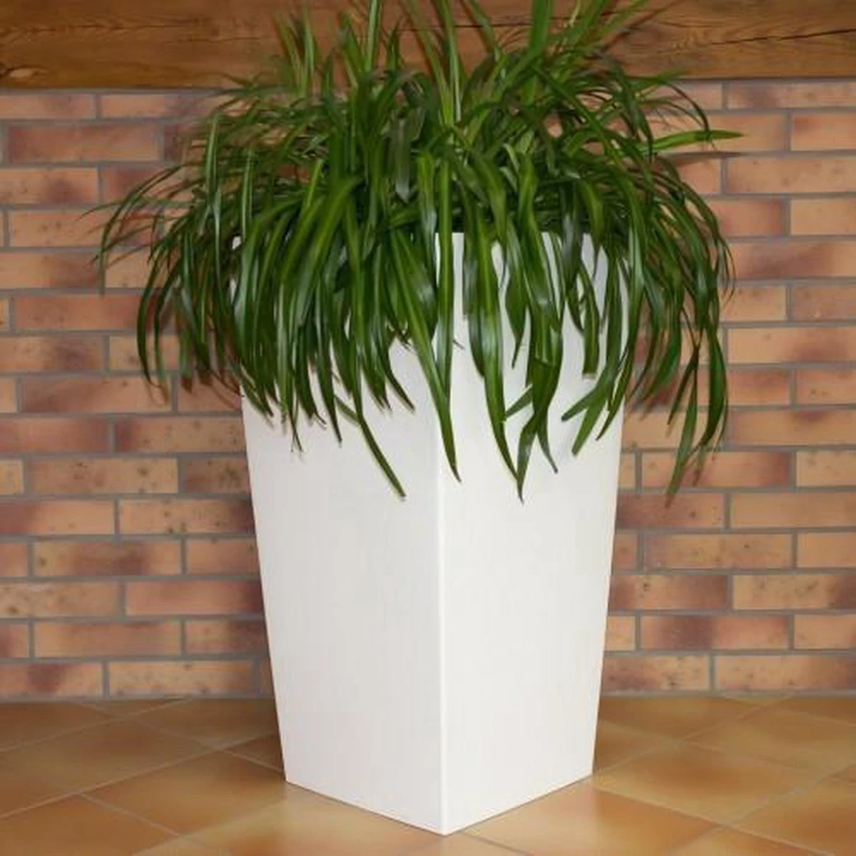 Prosperplast Kunststof Urbi Bloempot/plantenpot Met Binnenpot Wit 32 X 32 X 61 Cm - 21/49 Liter - Hoge Vierkante Bloempotten - Afbeelding 13