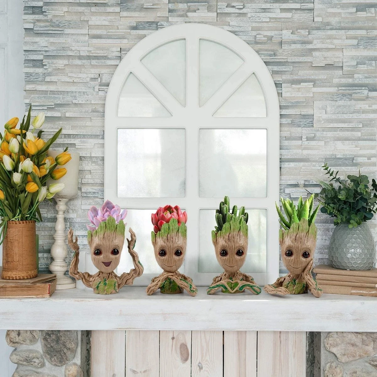 Gift Land® 4 Pack Treeman Baby Groot Bloempot Verjaardagscadeau Voor Haar Hem (Planten Niet Inbegrepen) - Afbeelding 3