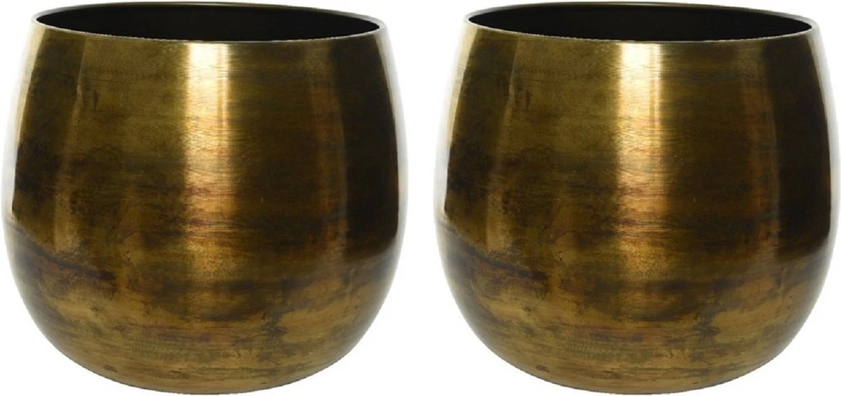 Decoris Bloempot - Goud - Zink - Voor Kamerplant - D33 X H34 Cm - Plantenpotten - Afbeelding 2