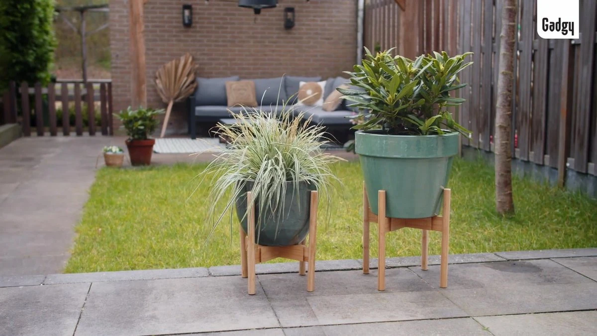 Gadgy Bamboe Plantenstandaard 2 St - Plantentafel - Plantentafeltje Voor Binnen - Plantenrek - Uitschuifbaar - Hout - Ø 20 Tot 30 Cm - Afbeelding 4