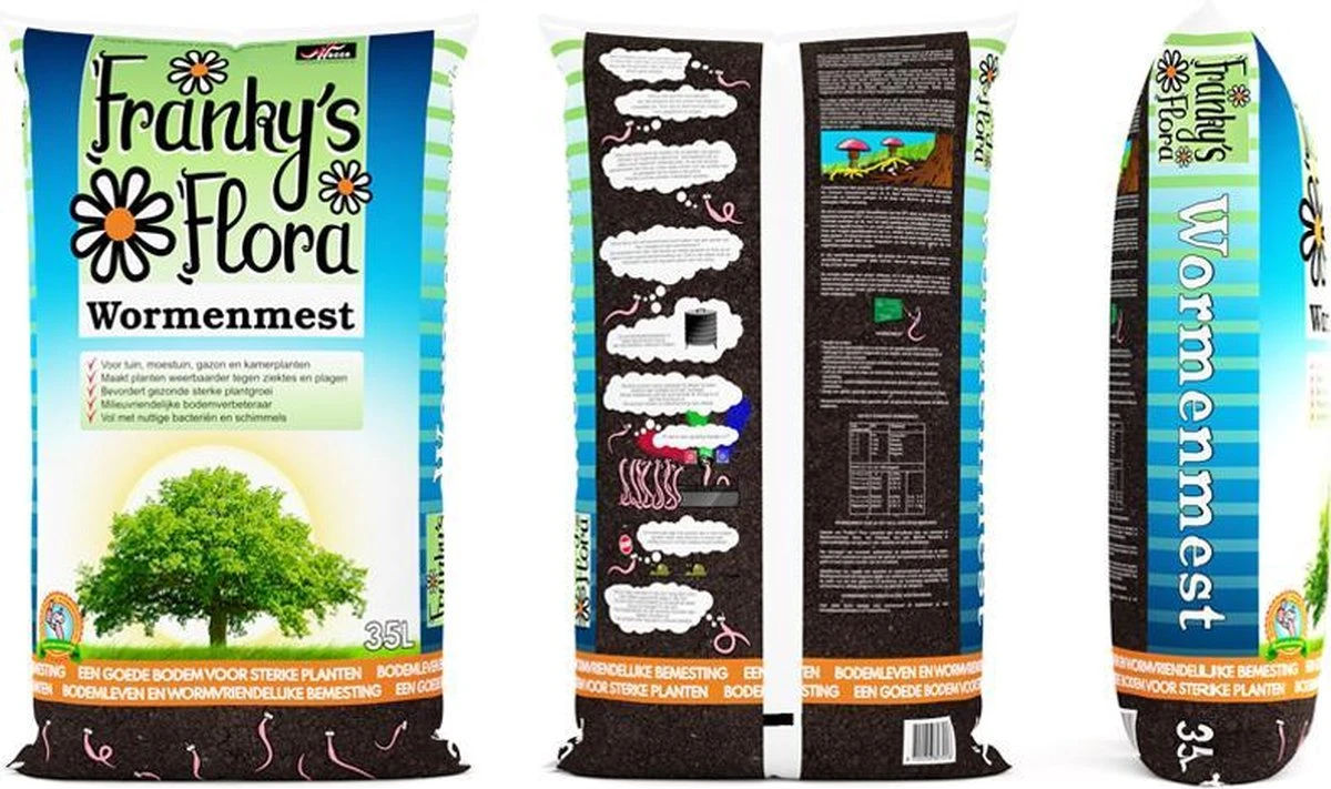 Frankys Flora - Wormenmest - 35 Liter - Humus - Compost - Bodemverbetering - Afbeelding 2
