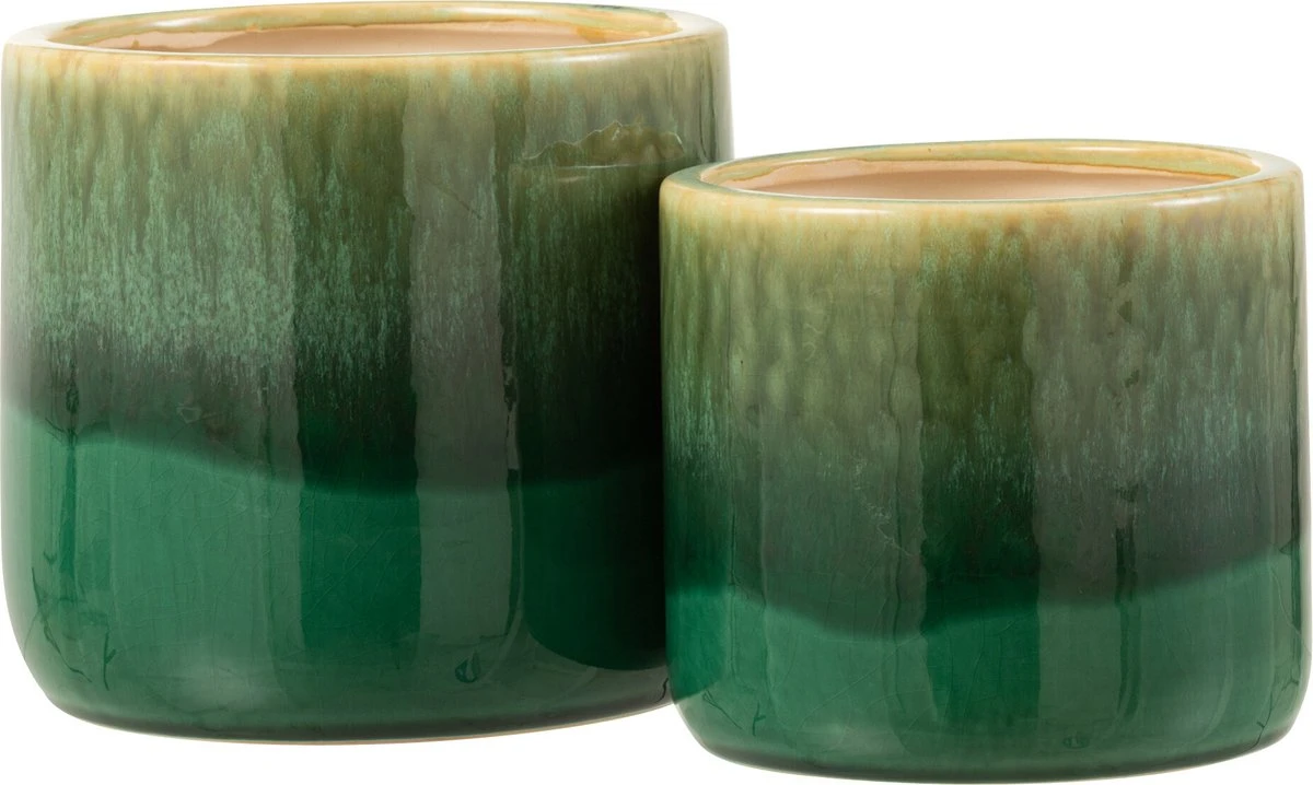 J-Line Bloempot Elise Keramiek Groen Large - Afbeelding 4
