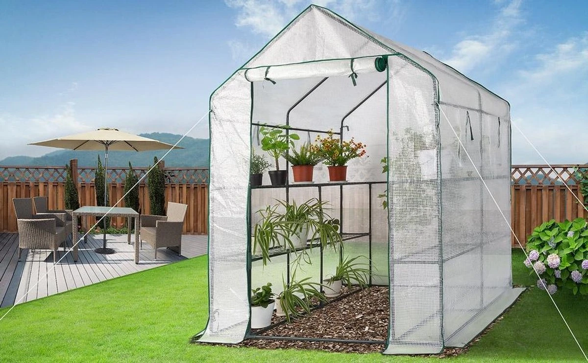 Gardebruk Kweekkas 2m² - 8 Legplanken & 4 Ramen - 195x143x143 Cm - Afbeelding 9