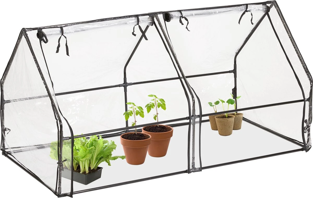 Relaxdays Kweekkas Pvc Met 2 Deuren - Lage Foliekas - Kleine Tuinkas - Plantenkas Tuin