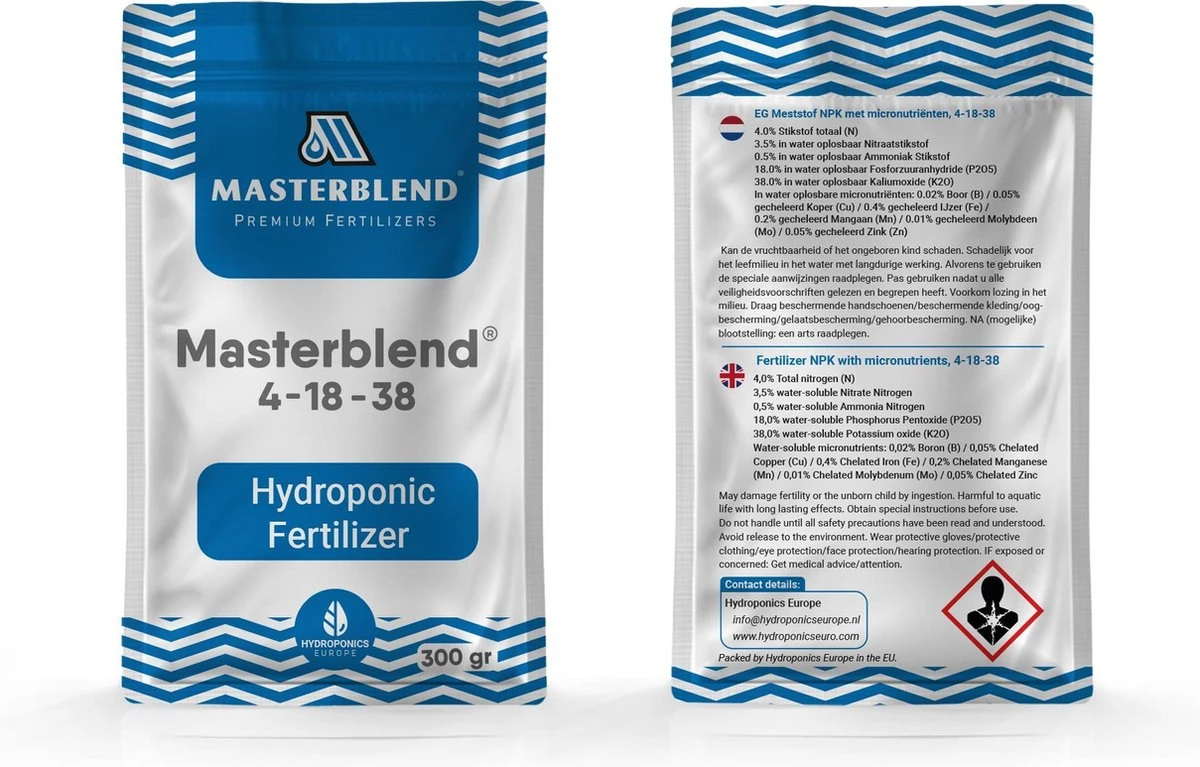 Masterblend 4-18-38 Hydroponic Plantenvoeding Kit | Voeding Voor Hydrocultuur 0.75 KG - Afbeelding 3