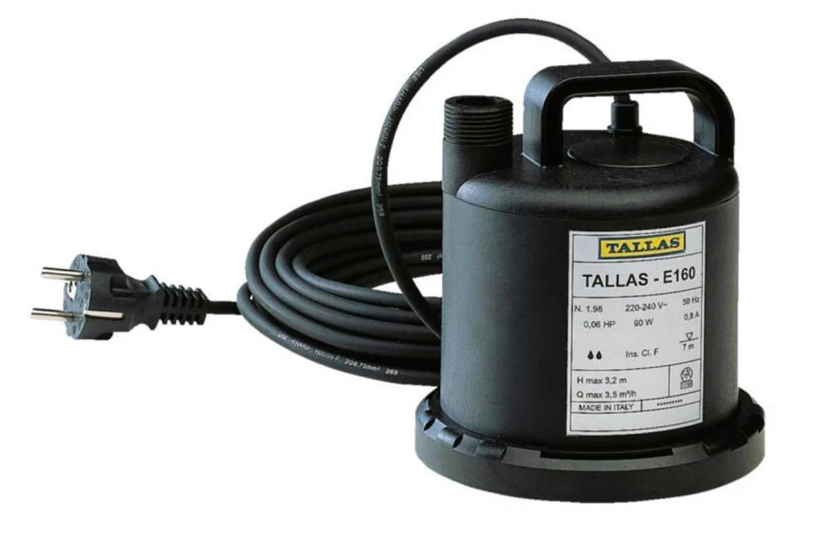 Tallas Vlakke Onderwaterpomp E 160 NA, Vlakke Aanzuiging Tot 3 Mm, 90 Watt