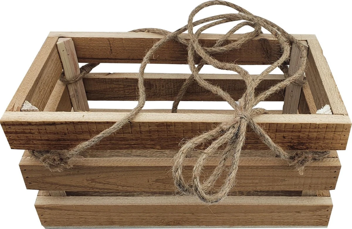 Merkloos Plantenhanger 30x15x15cm | Houten Krat | Handgemaakt | Planten-houder / Hang-plant | Planten Accessoires | Hout | - Afbeelding 2