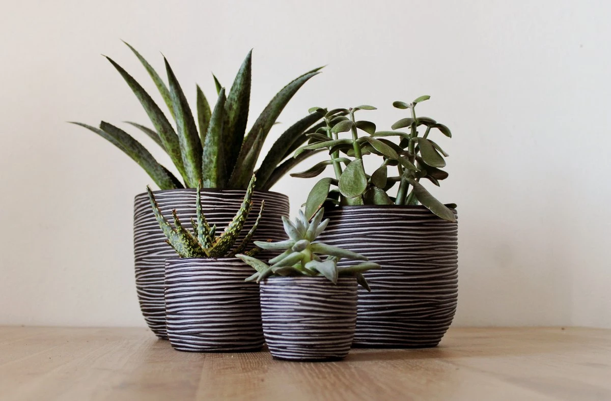 Capi Europe - Set Van 4 - Bloempot Binnen - Rib Antraciet - Afbeelding 2