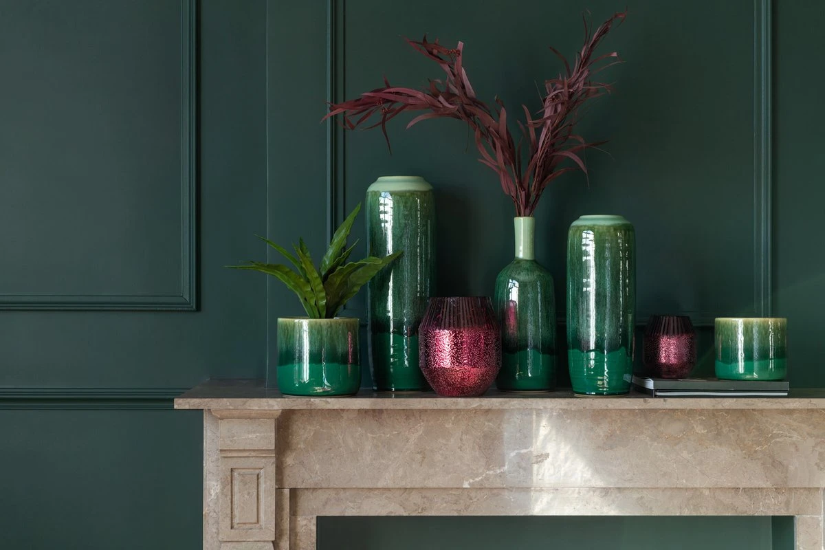 J-Line Bloempot Elise Keramiek Groen Large - Afbeelding 2