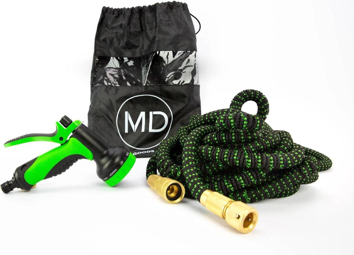 MD-Goods ® Super Sterk Uitrekbare Tuinslang Tot 30 Meter + GRATIS Tas En Koppelstuk - Tuinsproeier - Tuin Besproeien - Waterslang - Sproeikop - Groen - Flexibel Elastisch - Afbeelding 6
