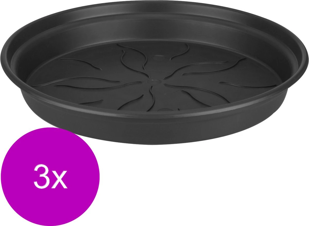 Elho Green Basics Schotel - Plantenschotels - 3 X 14 Cm Zwart - Afbeelding 2