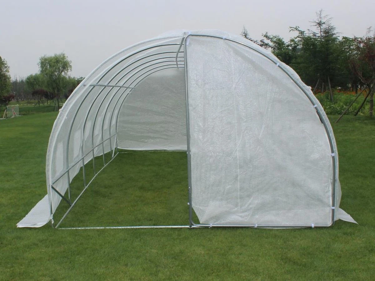 Merkloos Tunnelkas Met Structuur Van Gegalvaniseerd Staal En Deur 18 M² - L600 X B300 X H200 Cm - ALOCASIA L 300 Cm X H 200 Cm X D 600 Cm