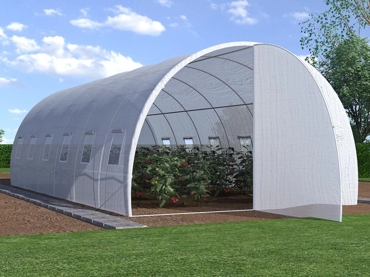 Merkloos Tunnelkas Met Structuur Van Gegalvaniseerd Staal En Deur 18 M² - L600 X B300 X H200 Cm - ALOCASIA L 300 Cm X H 200 Cm X D 600 Cm - Afbeelding 3