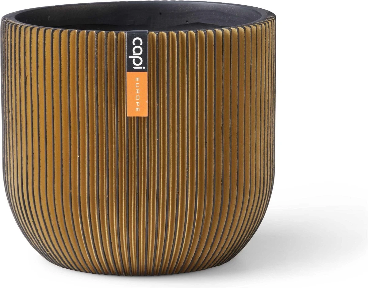 Capi Europe - Bloempot Bol Groove - 23x21 - Goud - Bloempot Voor Binnen - BGVGB134