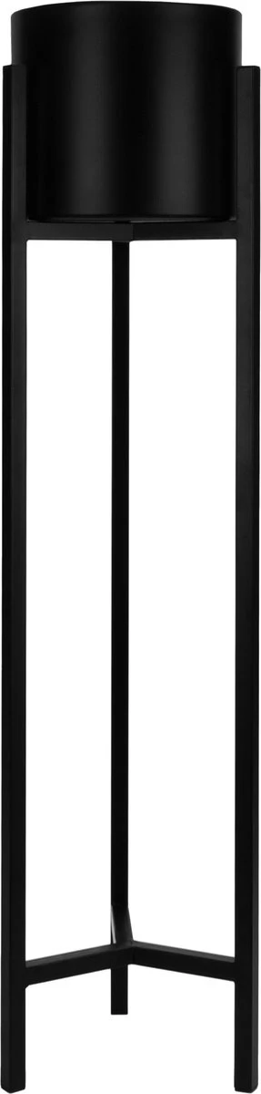 QUVIO Plantenstandaard Inclusief Pot - Staande Plantenbak - Metaal - Plantenbak - Plantenhouders - Planten Zuilen - Voor Buiten - Bloempot - 22 X 22 X 90 Cm - Zwart - Afbeelding 2