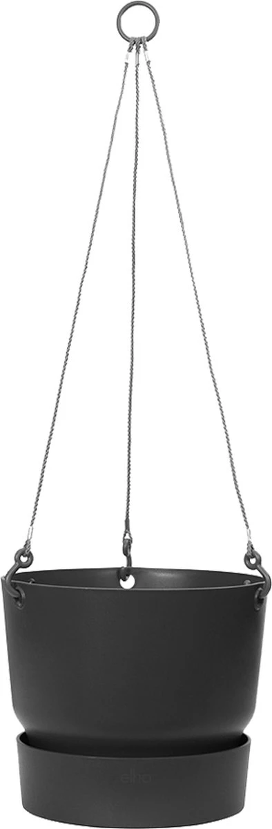 Elho Greenville Hangschaal 24 - Bloempot Voor Balkonbuiten - Ø 23.5 X H 20.5 Cm - Zwart/Living Black - Afbeelding 6
