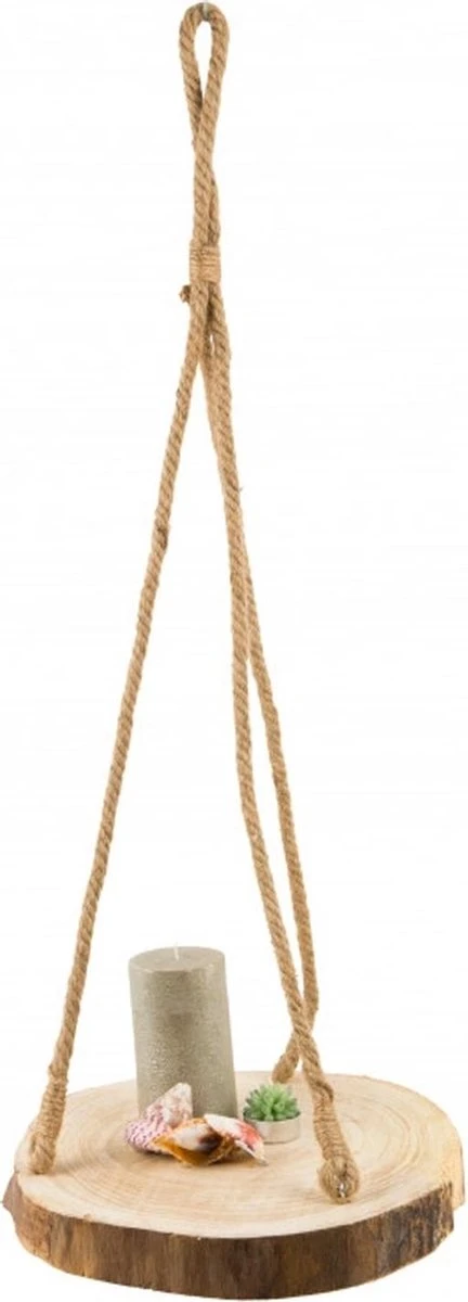 Merkloos Plantenhanger Boomstam Schijf | 30-35cm | Handgemaakt | Planten-houder / Hang-plant | Planten Accessoires | Decoratie Houten Hang Plank | - Afbeelding 6