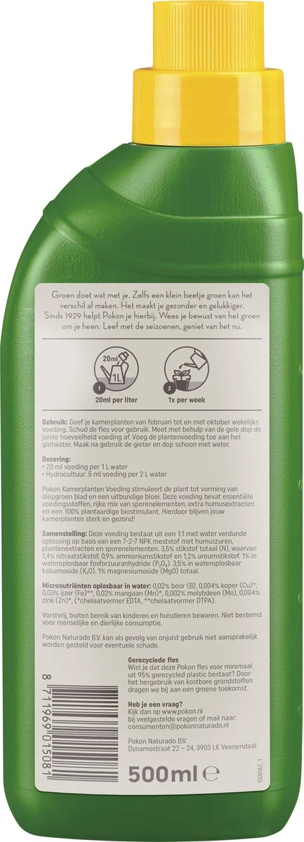 Pokon Kamerplanten Voeding - 500ml - Plantenvoeding - 20ml Per 1L Water - Afbeelding 3