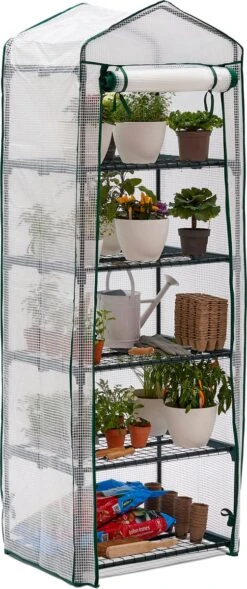 Bramble - Tuinkassen - 5 Lagen - Miniserre - Draadplanken - Gemakkelijk Te Monteren - 69 X 49 X 193 Cm