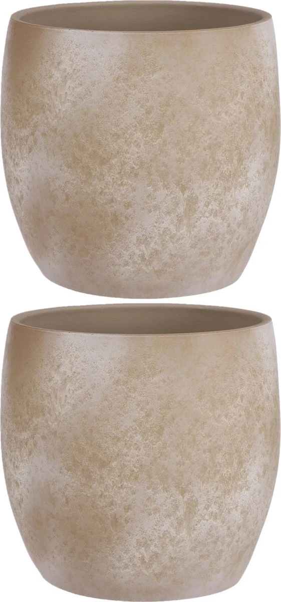 Mica Decorations Lester Bloempot - H31 X Ø33 Cm - Terracotta - Crème - Afbeelding 2