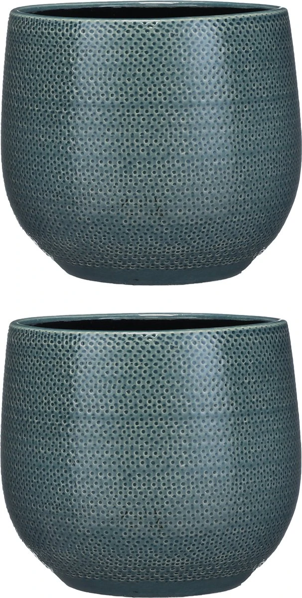 Mica Decorations Gabriel Bloempot - H20 X Ø25 Cm - Keramiek - Blauw - Afbeelding 2