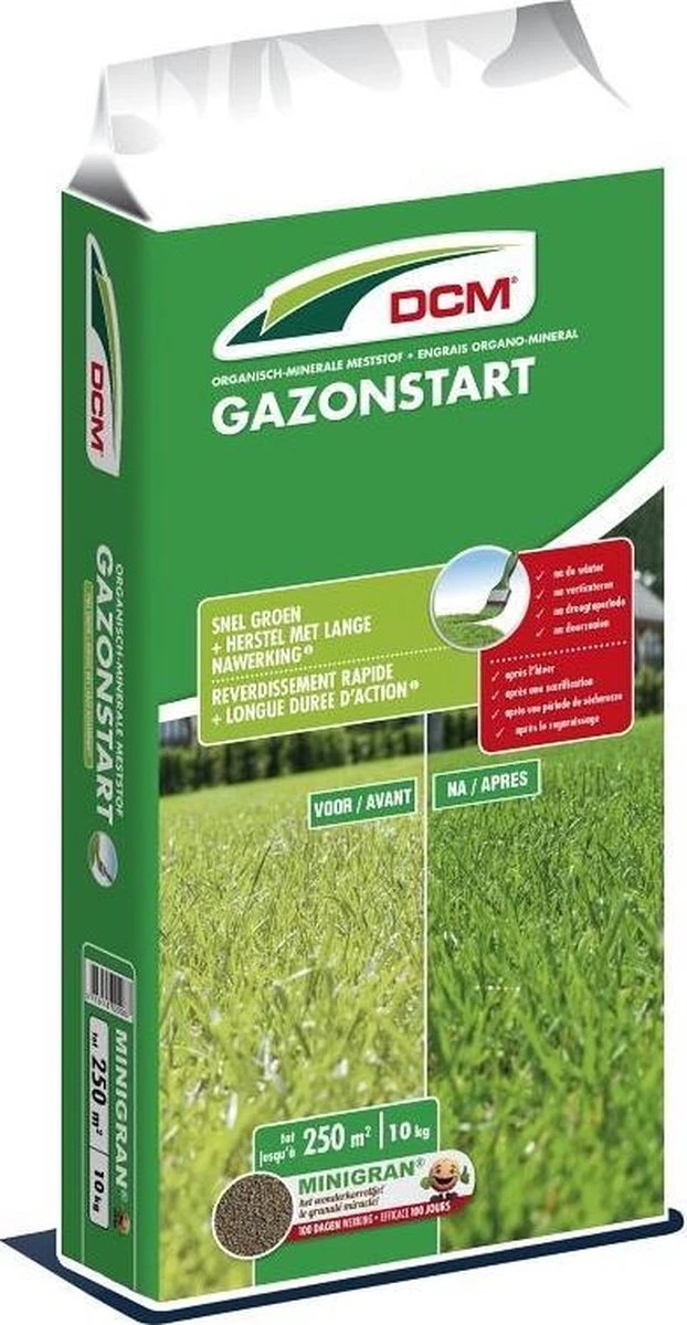 DCM Gazonstart - Gazonmest - Herstelt En Geeft Diepgroene Kleur - Gazonmeststof Met MINIGRAN® Technology - 250m2 - 10 Kg - Afbeelding 2