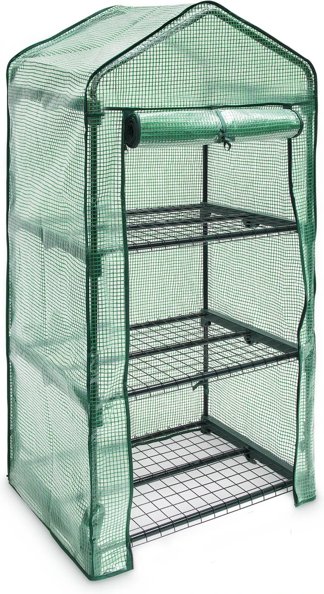 Relaxdays Kas Met Wielen - Tuinkas 3 Etages - Broeikas Kweekkas Tuin / Balkon 130 Cm Hoog - PE - Afbeelding 15